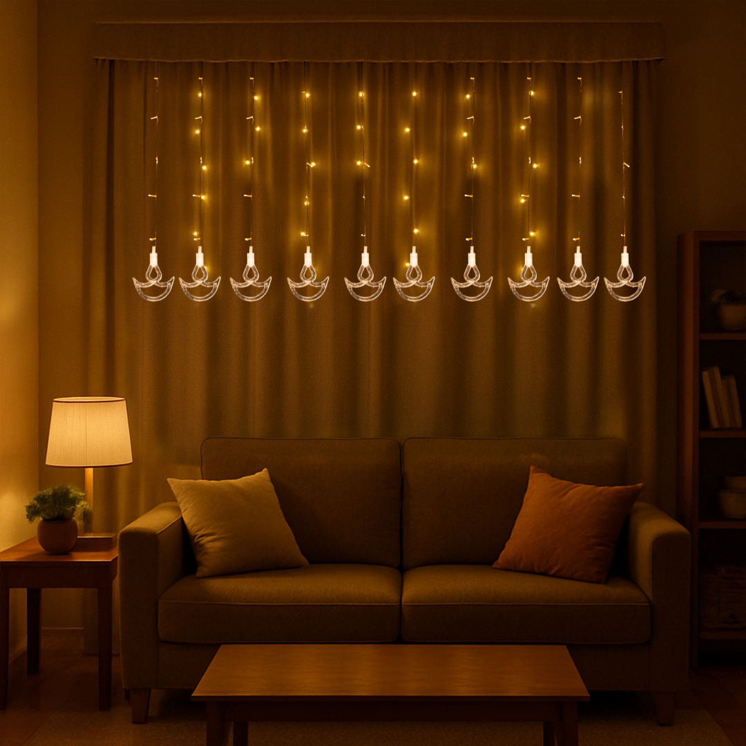 Diya String Curtain Lights | Warm White
