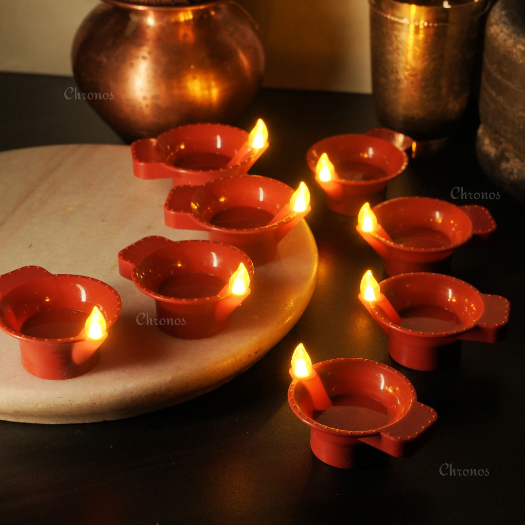 LED Brown Diya  | Flameless | Pack of 6 or 12