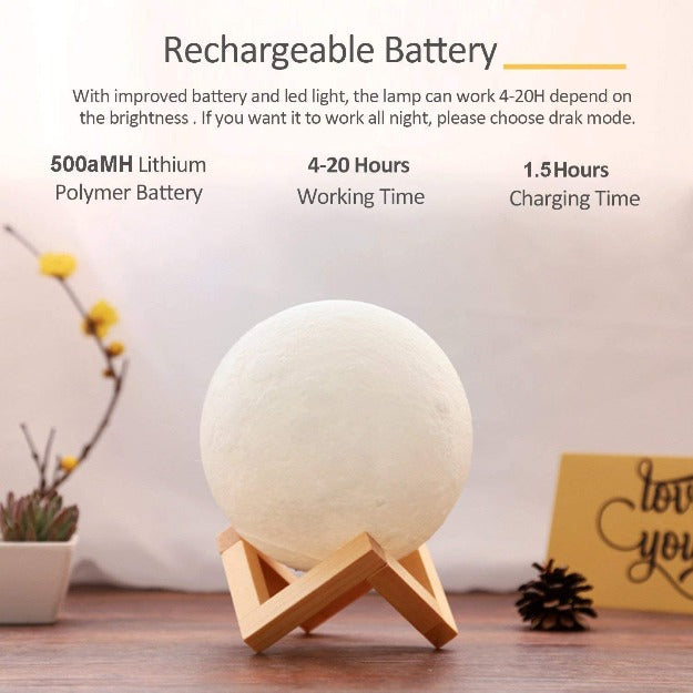 Personalized 3D Moon Lunar Lamp with Photo and Message Customization