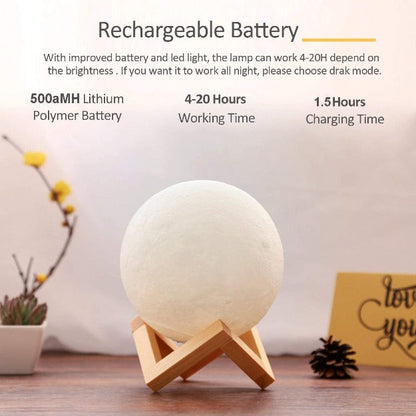 Personalized 3D Moon Lunar Lamp with Photo and Message Customization