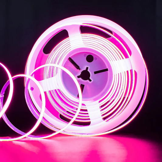 8mm COB Dotless LED Strip Lights - Pink - 320 LEDs per meter - 12V