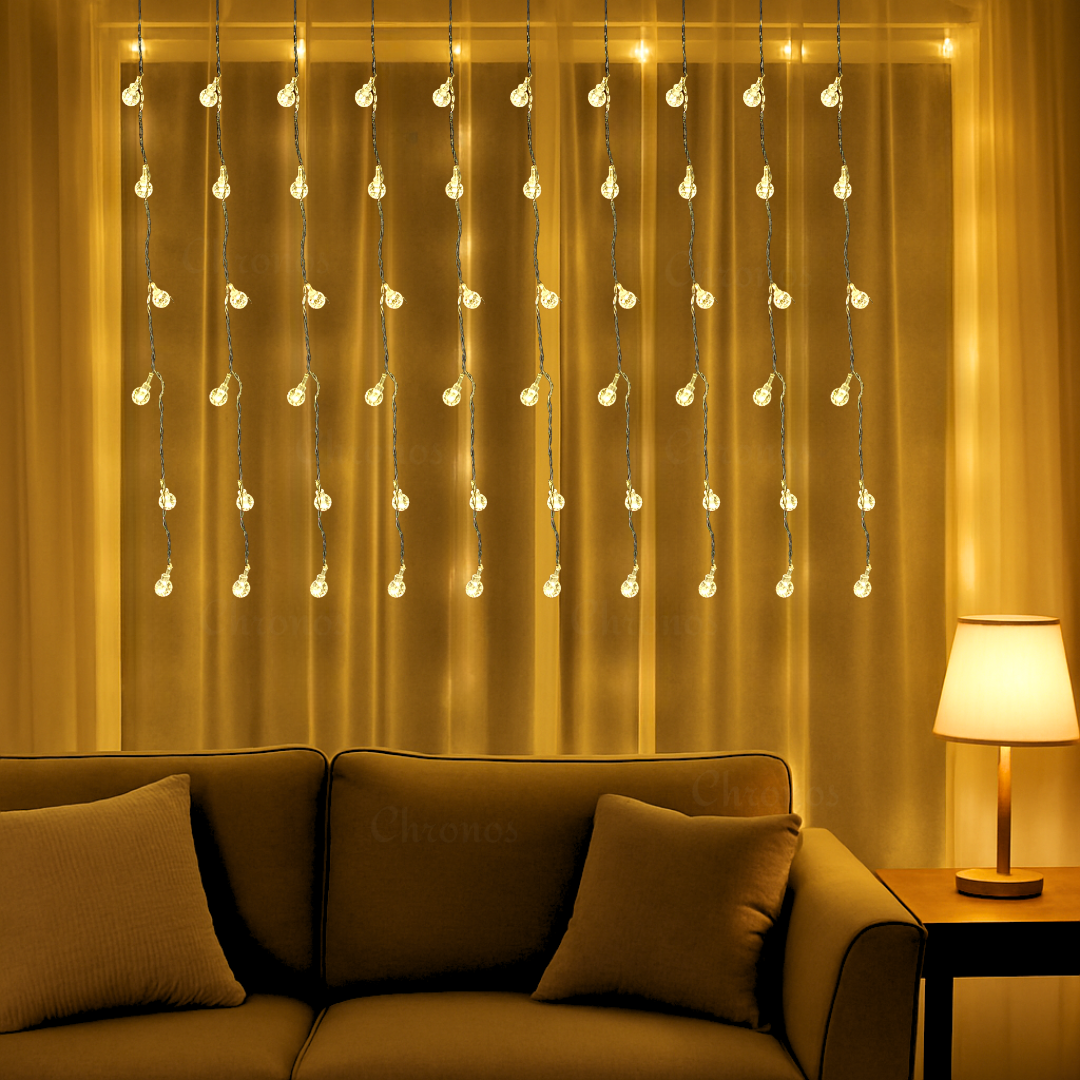 Bubble Curtain Lights – Warm White | 8 Modes | Plug & Play