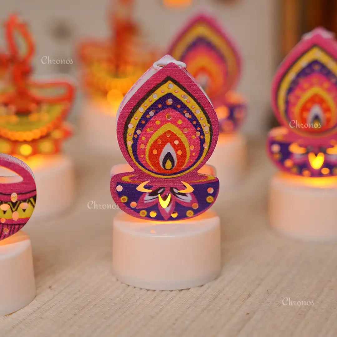 Printed Metal LED Tealight Candle – Pack of 12
