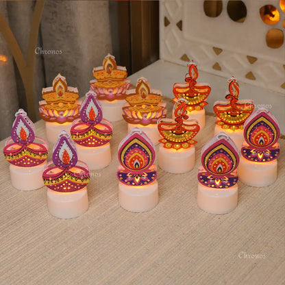 Printed Metal LED Tealight Candle – Pack of 12