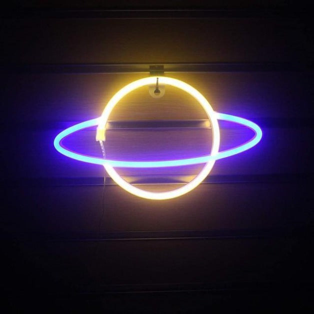 Saturn Neon Sign Wall Hanging Light | Battery & USB Operated