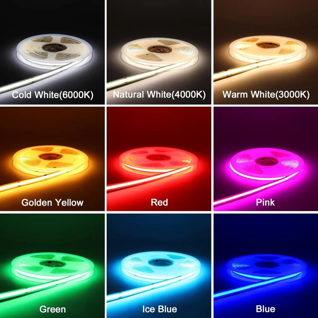 8mm COB Dotless LED Strip Lights - Warm White - 320 LEDs per meter