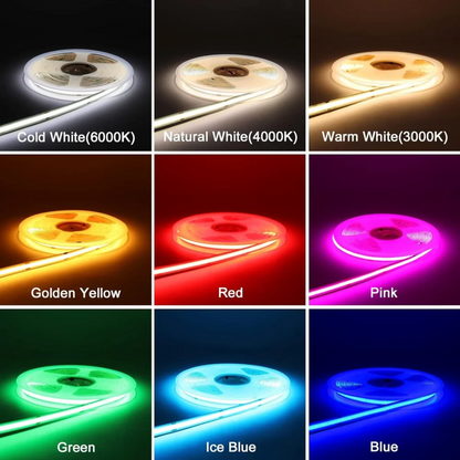 8mm COB Dotless LED Strip Lights - Warm White - 320 LEDs per meter