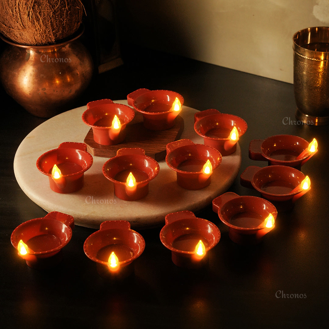 LED Brown Diya  | Flameless | Pack of 6 or 12