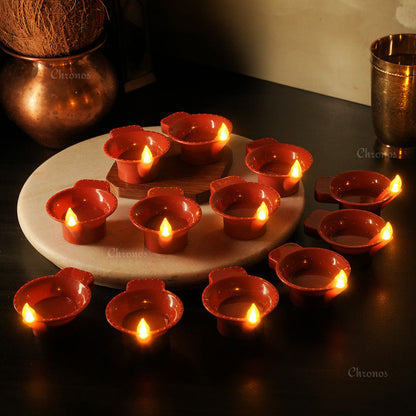 LED Brown Diya  | Flameless | Pack of 6 or 12