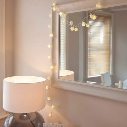 Rose String Lights - 3AA Battery + USB Operated | White | Diwali Decoration