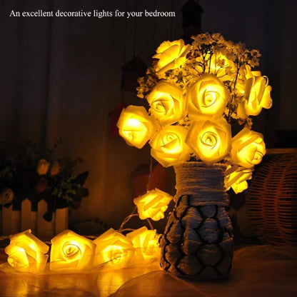 Rose String Lights - 3AA Battery + USB Operated | White | Diwali Decoration