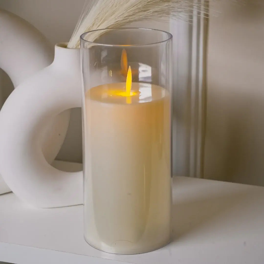 Acrylic Glass LED Moving Flame Pillar Candle