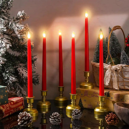 LED Long Pole Flameless Flickering Taper Candles - Battery Operated | Warm White