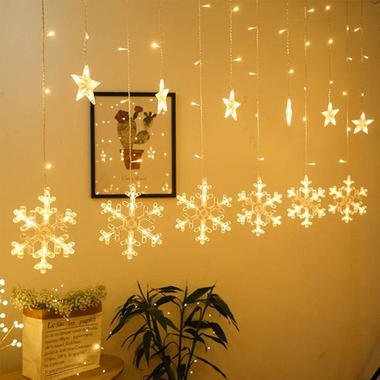 Snowflake Curtain Lights | Warm White LED