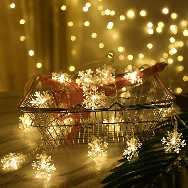 Snowflake String Lights - Warm White LED