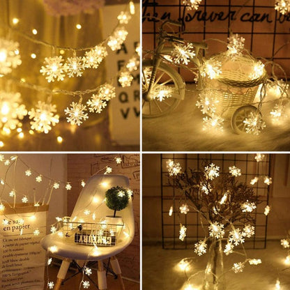 Snowflake String Lights - Warm White LED