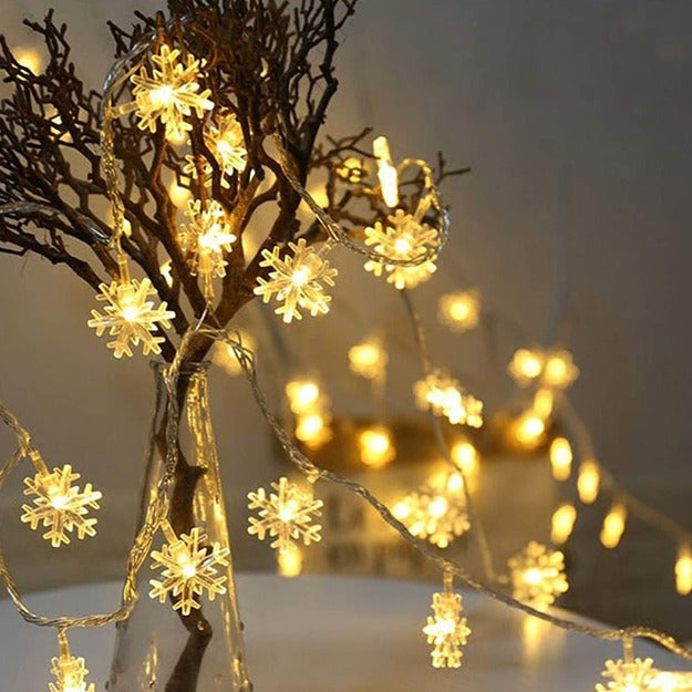 Snowflake String Lights - Warm White LED