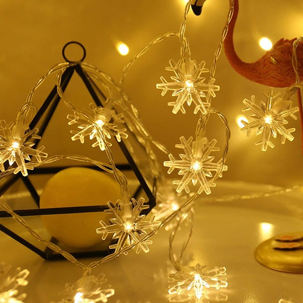 Snowflake String Lights - Warm White LED