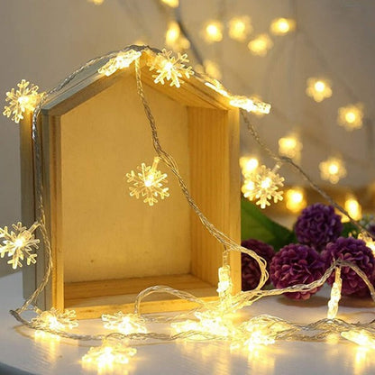Snowflake String Lights - Warm White LED