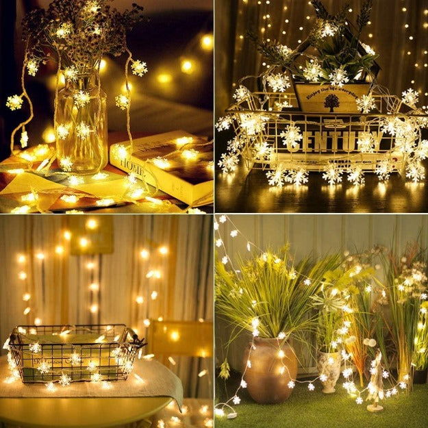 Snowflake String Lights - Warm White LED