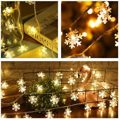 Snowflake String Lights - Warm White LED