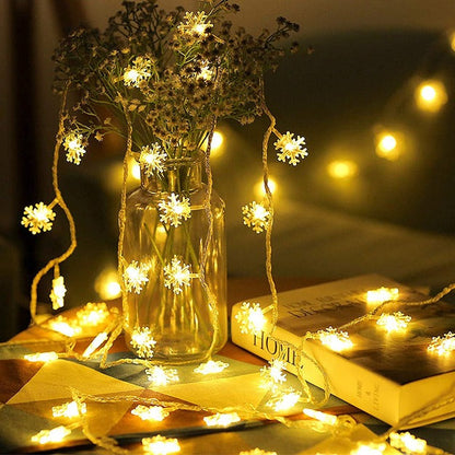 Snowflake String Lights - Warm White LED
