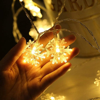 Snowflake String Lights - Warm White LED