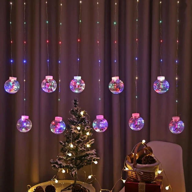Snowman Wish Ball Curtain Lights | 10 Wish Balls | Multi LED