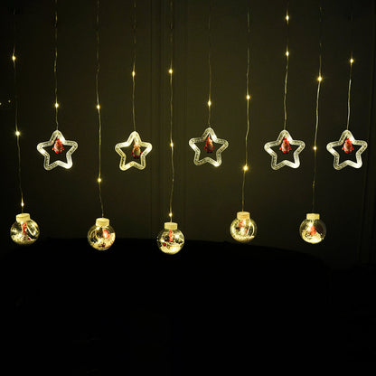 Christmas Star + Ball Curtain Lights | Warm White