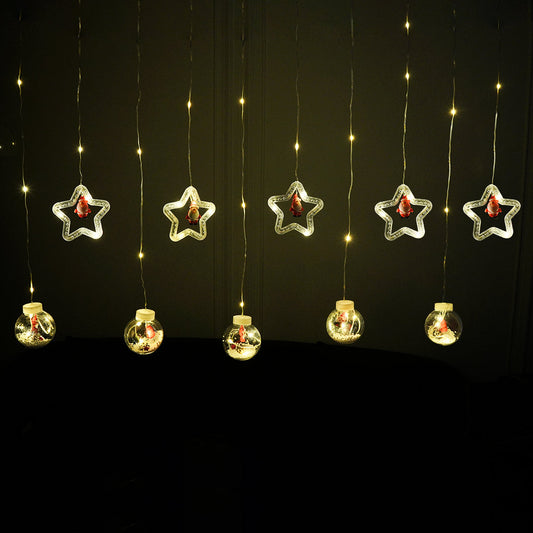 Christmas Star + Ball Curtain Lights | Warm White