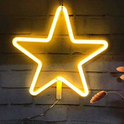 Star (Warm White) Neon Sign Light | Battery & USB Operated