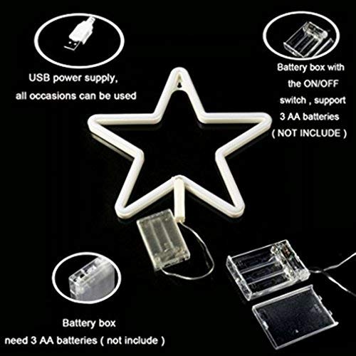 Star (Warm White) Neon Sign Light | Battery & USB Operated