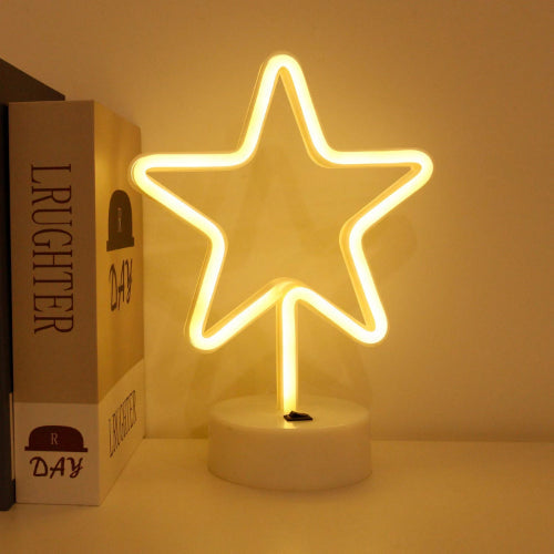 Star (Warm White) Neon Sign Table Lamp | Battery & USB Operated