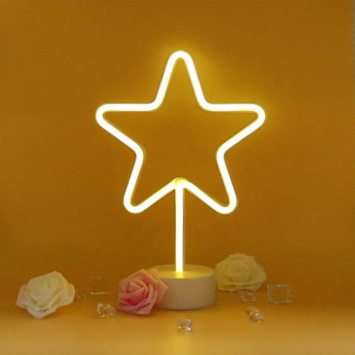 Star (Warm White) Neon Sign Table Lamp | Battery & USB Operated