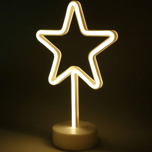Star (Warm White) Neon Sign Table Lamp | Battery & USB Operated