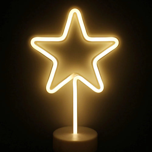 Star (Warm White) Neon Sign Table Lamp | Battery & USB Operated