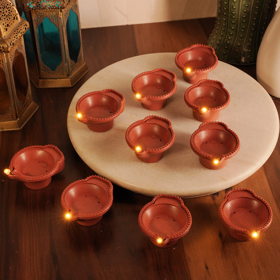 LED Brown Diya  | Flameless | Pack of 6 or 12
