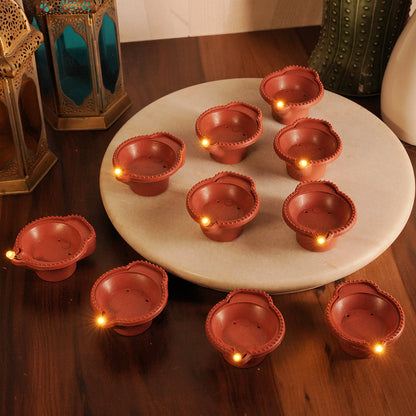 LED Brown Diya  | Flameless | Pack of 6 or 12