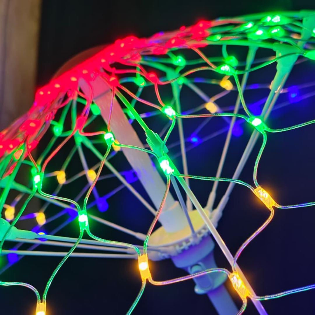 LED Decorative Light Umbrella – Rainbow & Warm White Illumination | 8 Lighting Modes | IP44 Weatherproof