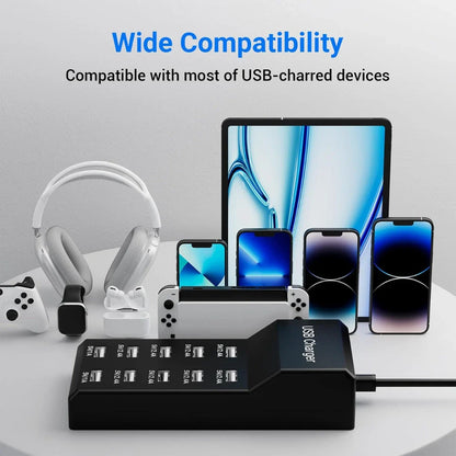 USB Charging Station – 10-Port, 50W | Fast Multi-Device Desktop Charger | Smart IC Technology