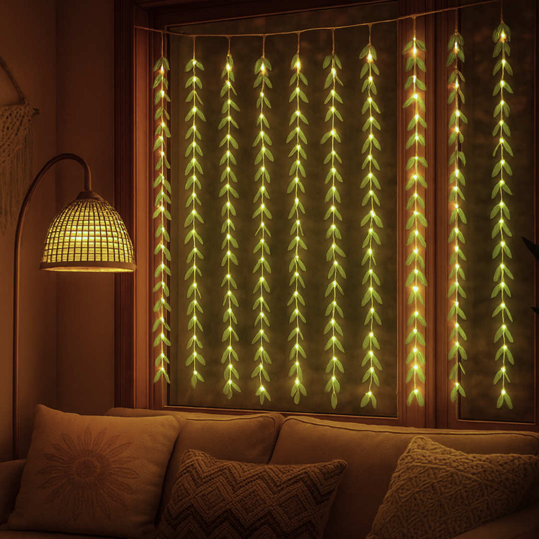 Leaves Garland Curtain Lights | Warm White | Diwali Decoration