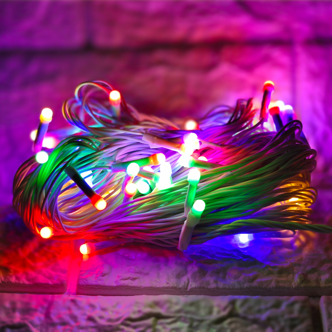 White Wire LED Series String Lights | 5mm Multi LED