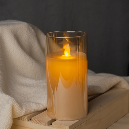 Battery Operated Flameless LED Pillar Candles Pack of 3 - Moving Flame, 10 Key Remote & Timer Controlled