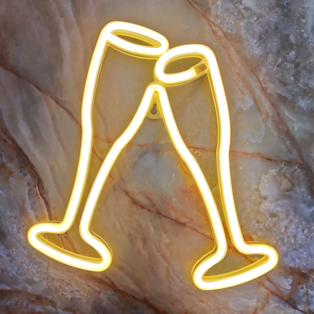 Wine Glass Neon Sign Wall Hanging Light | Battery & USB Operated