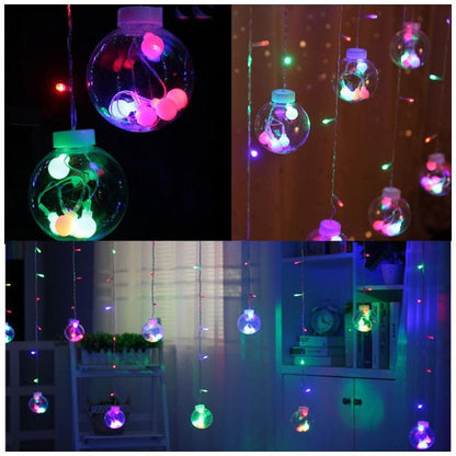 Wish Ball Curtain Lights | 12 Wish Balls | Multi LED | Diwali Decoration
