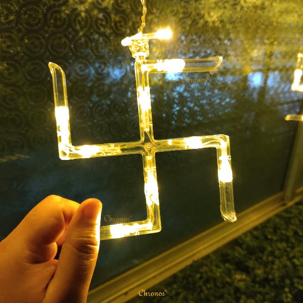 OM Swastik Curtain Lights | Yellow LED – Diwali Decorative Lights